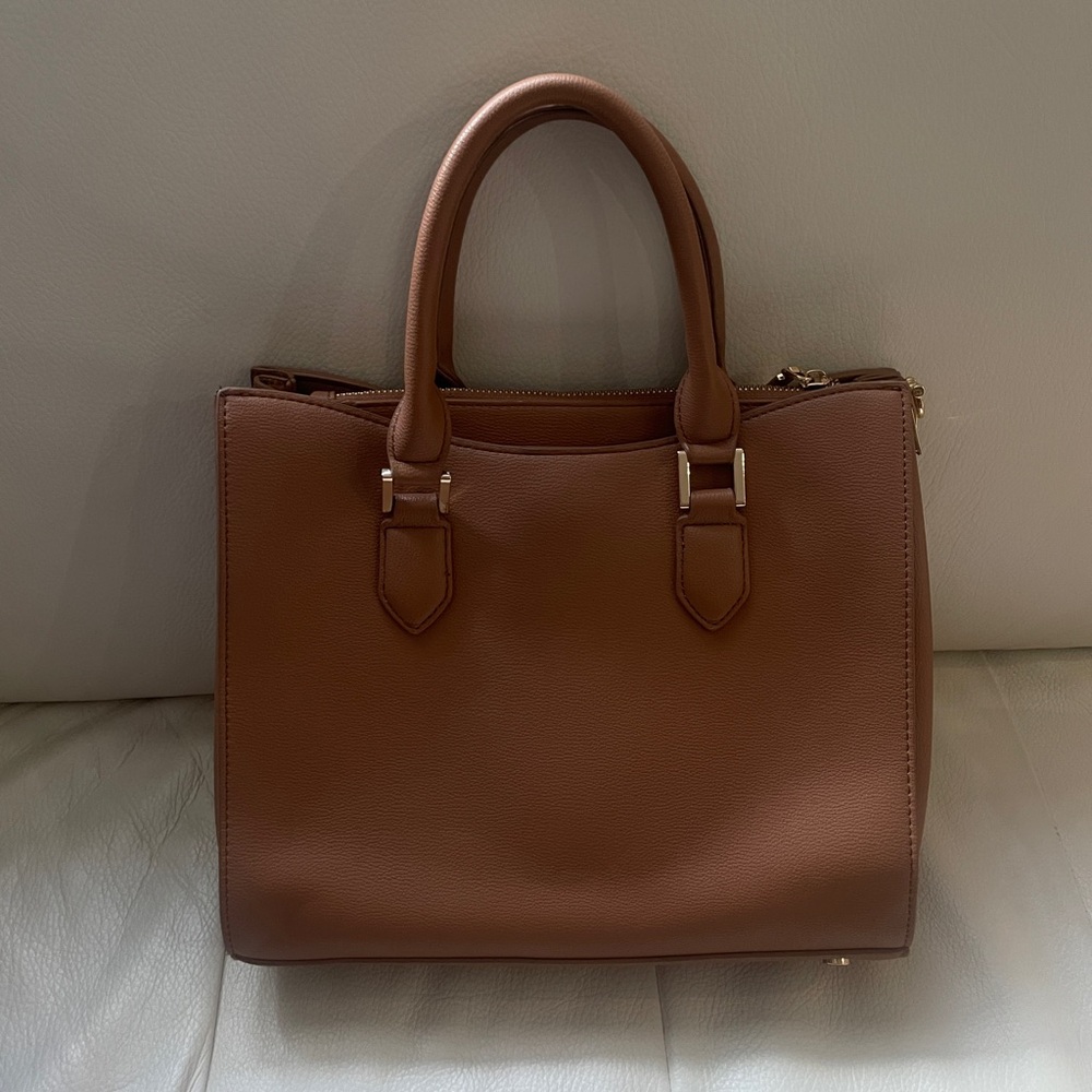 Miztique Brown/Tan Leather Handbag Laptop Bag